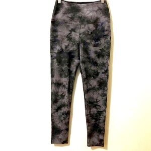Rachael Zoe Black Gray Tie Dye Starburst Space Dye Wide Band Leggings Med